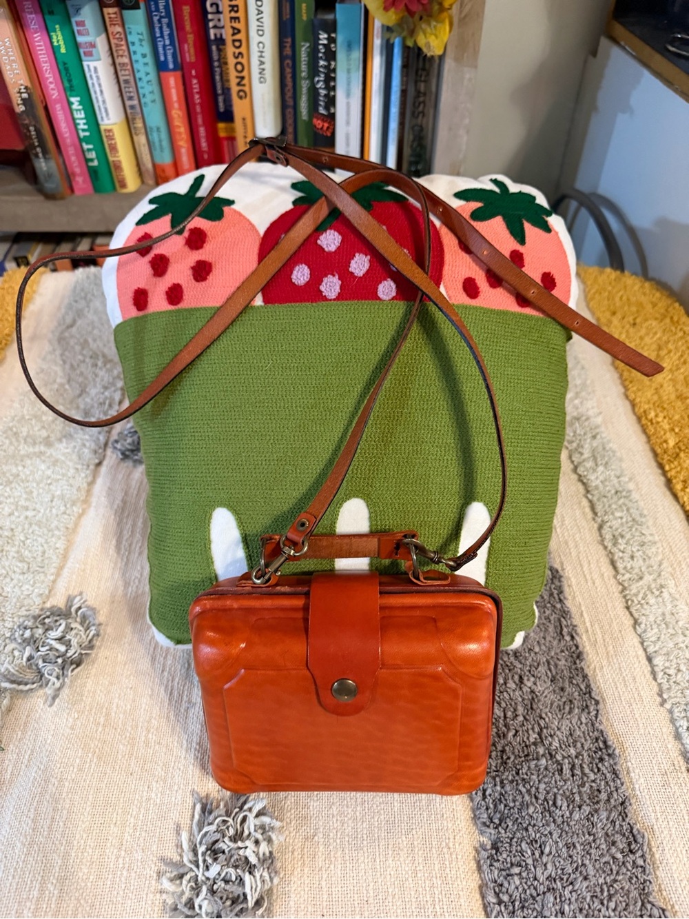 Satchelz Handmade Moulded Leather Mini Suitcase Bag with Shoulder Strap